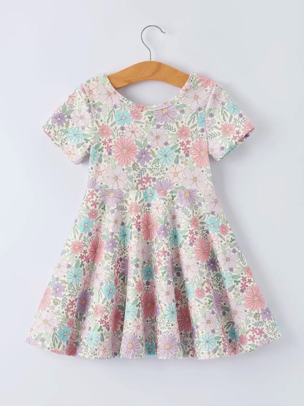 Spring Pastel Floral Girls Dress